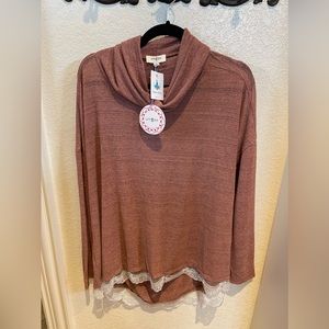 Umgee - LSA Turtleneck with Lace Trim